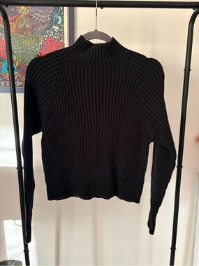 Forever 21 Black Ribbed Mock Neck Top